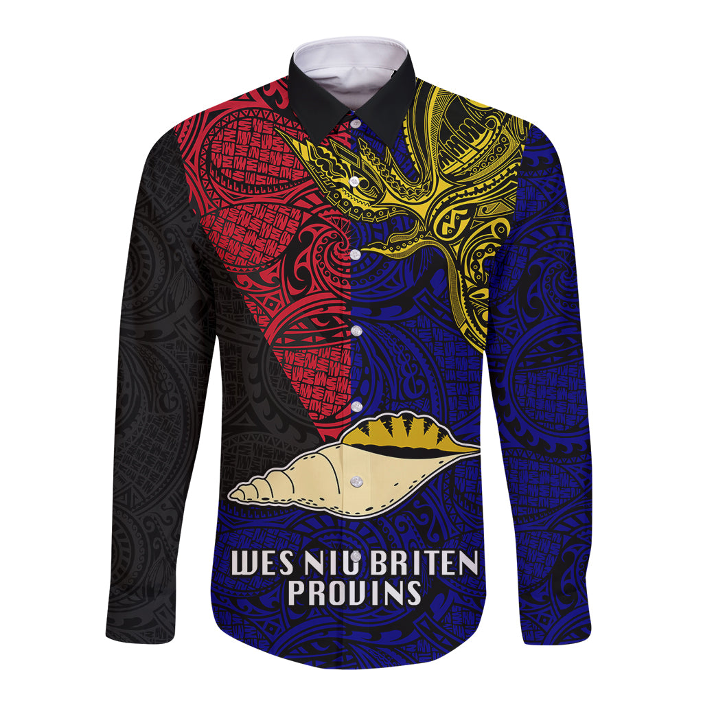 Papua New Guinea West New Britain Province Long Sleeve Button Shirt PNG Birds Of Paradise Polynesian Arty Style LT03 Unisex Blue - Polynesian Pride