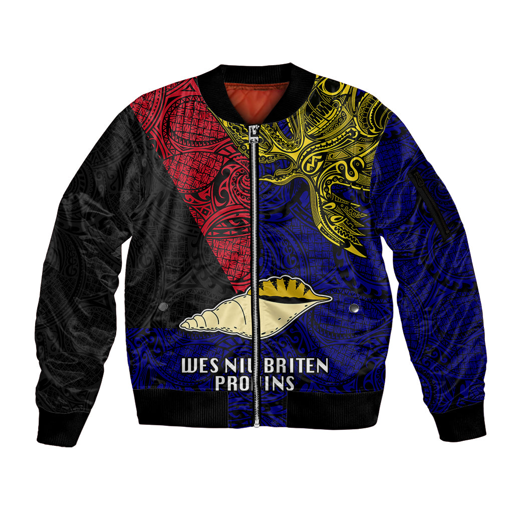 Papua New Guinea West New Britain Province Sleeve Zip Bomber Jacket PNG Birds Of Paradise Polynesian Arty Style LT03 Unisex Blue - Polynesian Pride