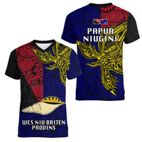 Papua New Guinea West New Britain Province Women V Neck T Shirt PNG Birds Of Paradise Polynesian Arty Style LT03 - Polynesian Pride