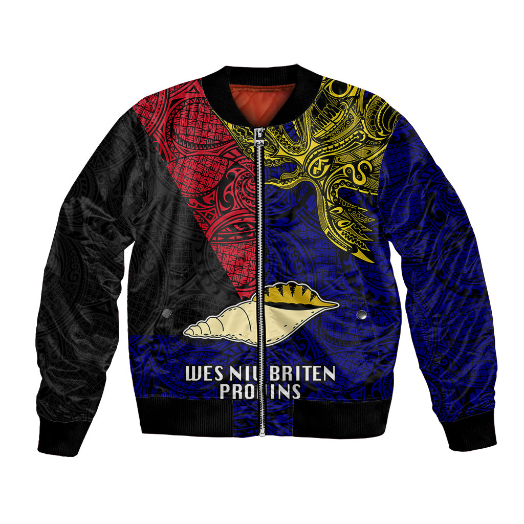 Personalised Papua New Guinea West New Britain Province Bomber Jacket PNG Birds Of Paradise Polynesian Arty Style LT03 Unisex Blue - Polynesian Pride