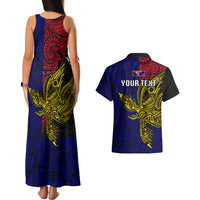 Personalised Papua New Guinea West New Britain Province Couples Matching Tank Maxi Dress and Hawaiian Shirt PNG Birds Of Paradise Polynesian Arty Style LT03 - Polynesian Pride