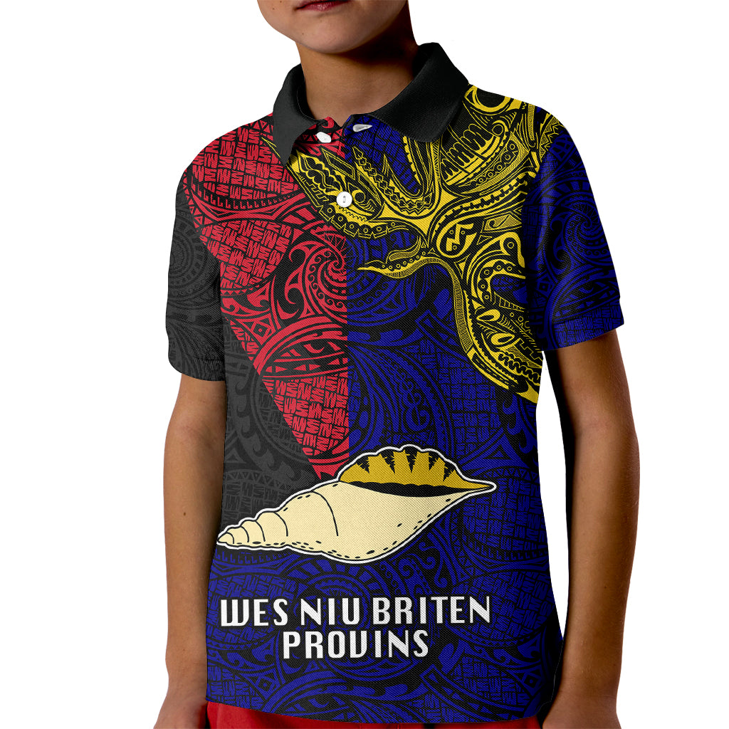 Personalised Papua New Guinea West New Britain Province Kid Polo Shirt PNG Birds Of Paradise Polynesian Arty Style LT03 Kid Blue - Polynesian Pride
