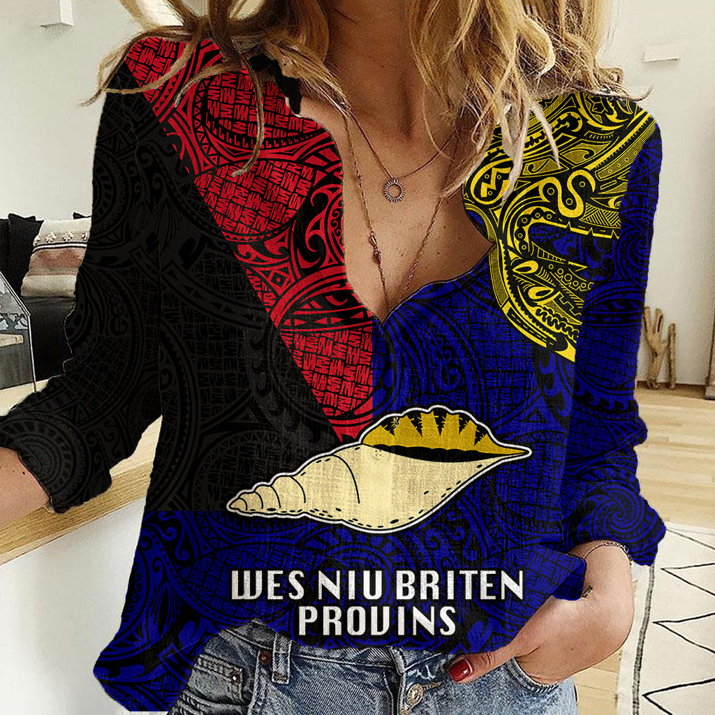 Personalised Papua New Guinea West New Britain Province Women Casual Shirt PNG Birds Of Paradise Polynesian Arty Style LT03 Female Blue - Polynesian Pride