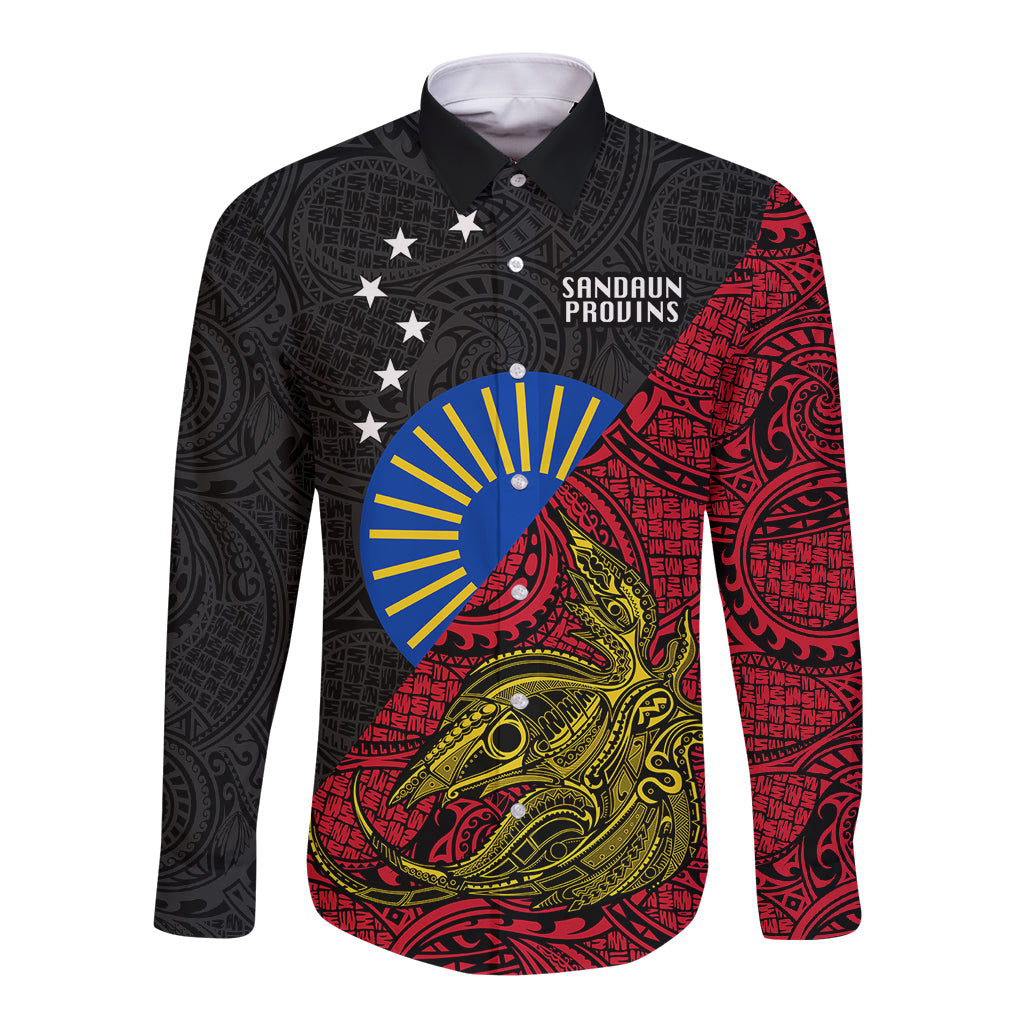 Papua New Guinea Sandaun Province Long Sleeve Button Shirt PNG Birds Of Paradise Polynesian Arty Style LT03 Unisex Red - Polynesian Pride