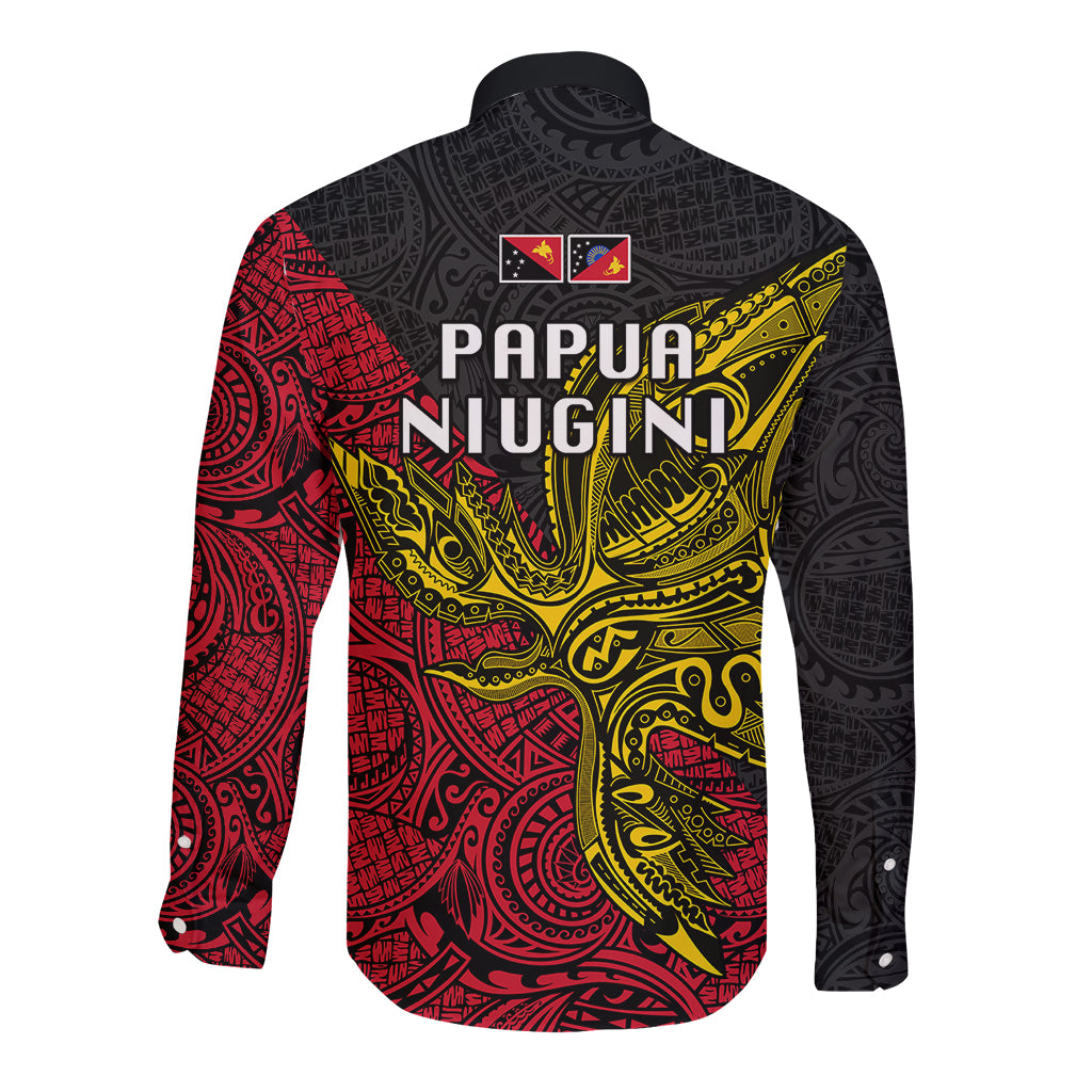 Papua New Guinea Sandaun Province Long Sleeve Button Shirt PNG Birds Of Paradise Polynesian Arty Style LT03 - Polynesian Pride