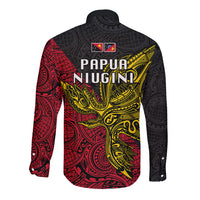 Papua New Guinea Sandaun Province Long Sleeve Button Shirt PNG Birds Of Paradise Polynesian Arty Style LT03 - Polynesian Pride