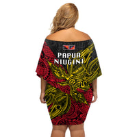 Papua New Guinea Sandaun Province Off Shoulder Short Dress PNG Birds Of Paradise Polynesian Arty Style LT03 - Polynesian Pride