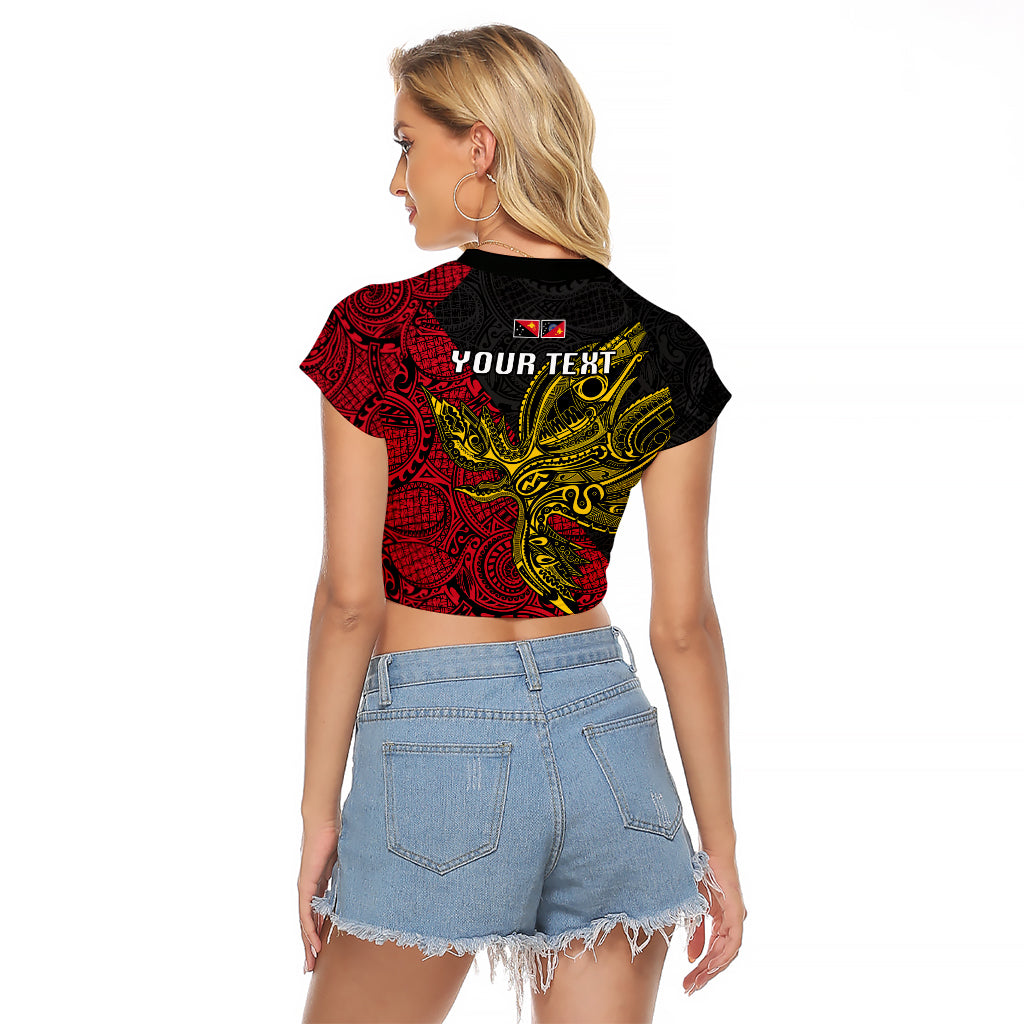 Personalised Papua New Guinea Sandaun Province Raglan Cropped T Shirt PNG Birds Of Paradise Polynesian Arty Style LT03 - Polynesian Pride