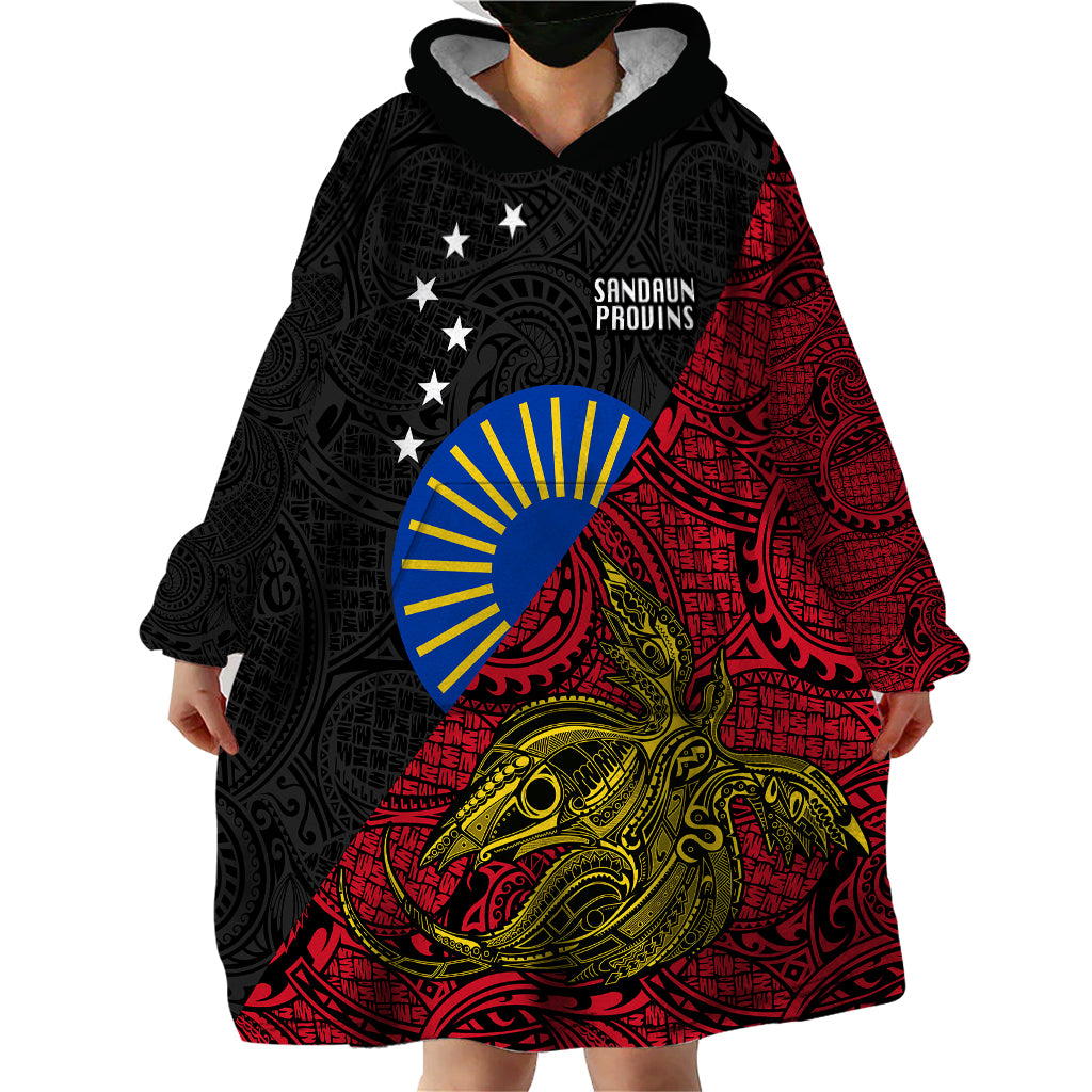 Personalised Papua New Guinea Sandaun Province Wearable Blanket Hoodie PNG Birds Of Paradise Polynesian Arty Style LT03 - Polynesian Pride