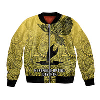 Papua New Guinea National Capital District Bomber Jacket PNG Birds Of Paradise Polynesian Arty Style LT03 Unisex Yellow - Polynesian Pride