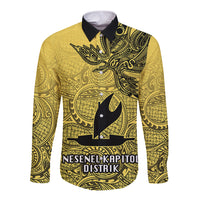 Papua New Guinea National Capital District Long Sleeve Button Shirt PNG Birds Of Paradise Polynesian Arty Style LT03 Unisex Yellow - Polynesian Pride