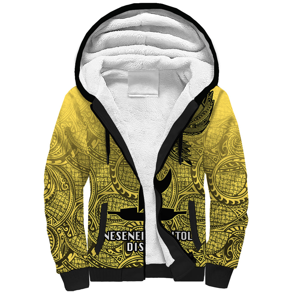 Personalised Papua New Guinea National Capital District Sherpa Hoodie PNG Birds Of Paradise Polynesian Arty Style LT03 Unisex Yellow - Polynesian Pride