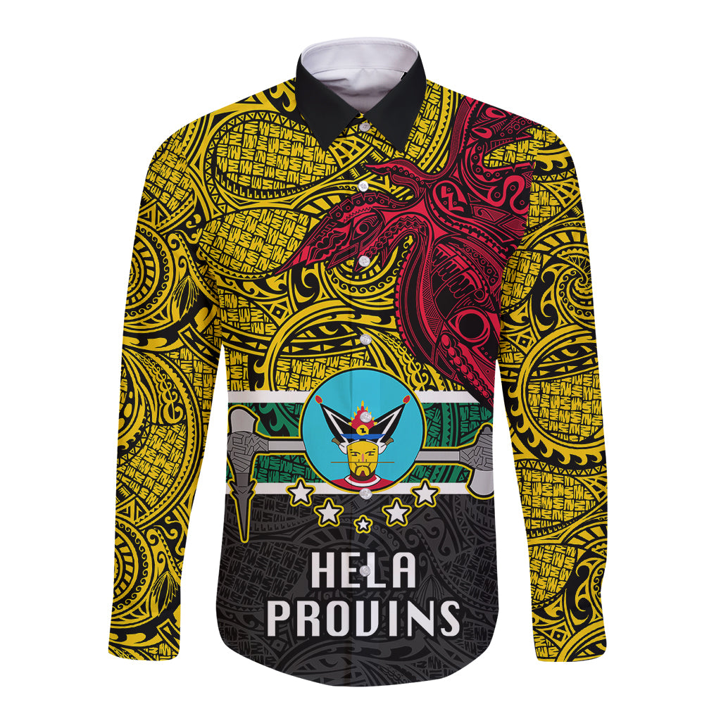 Papua New Guinea Hela Province Long Sleeve Button Shirt PNG Birds Of Paradise Polynesian Arty Style LT03 Unisex Yellow - Polynesian Pride