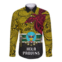 Personalised Papua New Guinea Hela Province Long Sleeve Button Shirt PNG Birds Of Paradise Polynesian Arty Style LT03 Unisex Yellow - Polynesian Pride