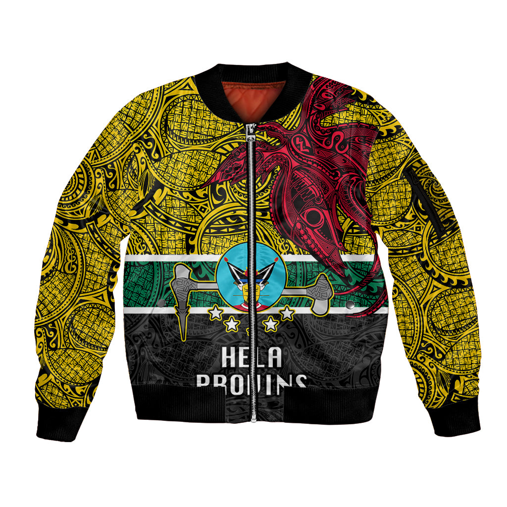 Personalised Papua New Guinea Hela Province Sleeve Zip Bomber Jacket PNG Birds Of Paradise Polynesian Arty Style LT03 Unisex Yellow - Polynesian Pride