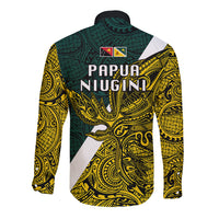 Papua New Guinea Jiwaka Province Long Sleeve Button Shirt PNG Birds Of Paradise Polynesian Arty Style LT03 - Polynesian Pride