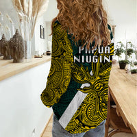 Papua New Guinea Jiwaka Province Women Casual Shirt PNG Birds Of Paradise Polynesian Arty Style LT03 - Polynesian Pride