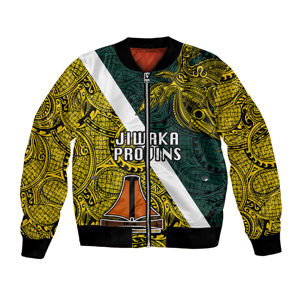 Personalised Papua New Guinea Jiwaka Province Bomber Jacket PNG Birds Of Paradise Polynesian Arty Style LT03 Unisex Yellow - Polynesian Pride