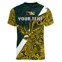 Personalised Papua New Guinea Jiwaka Province Women V Neck T Shirt PNG Birds Of Paradise Polynesian Arty Style LT03 - Polynesian Pride