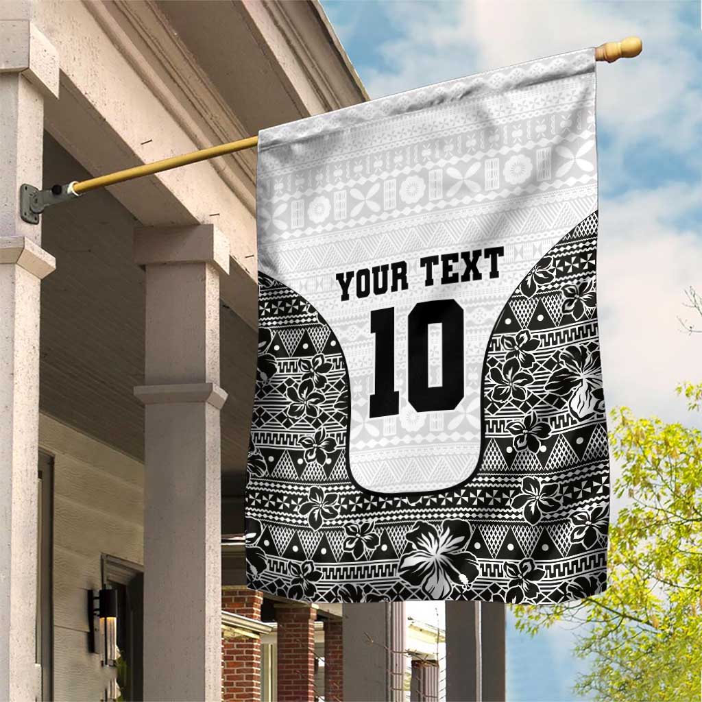 Custom Fiji Pacific Rugby 2024 Garden Flag Tapa Tribal and Fijian Masi Pattern LT03 House Flag White - Polynesian Pride