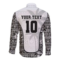 Custom Fiji Pacific Rugby 2024 Long Sleeve Button Shirt Tapa Tribal and Fijian Masi Pattern