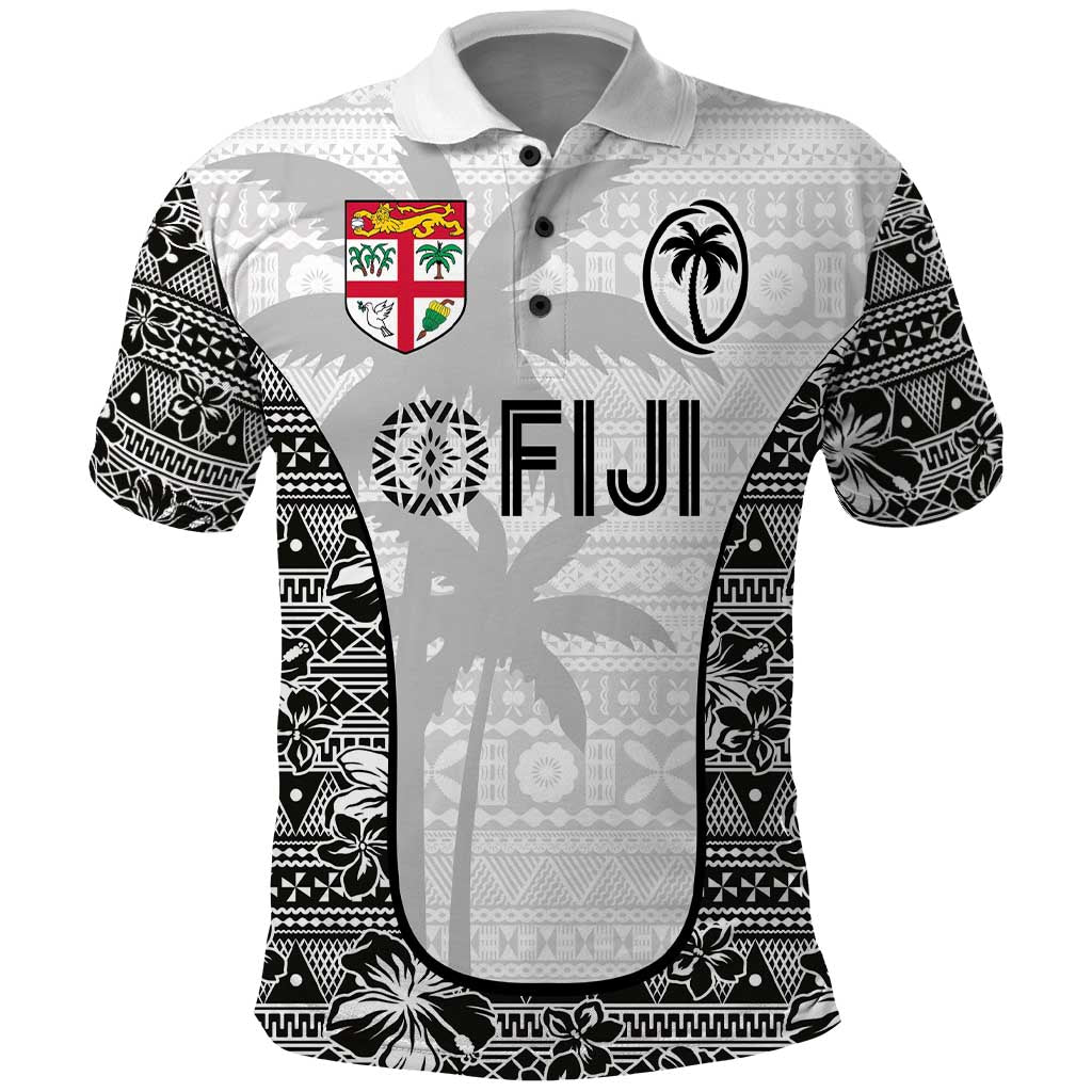Custom Fiji Pacific Rugby 2024 Polo Shirt Tapa Tribal and Fijian Masi Pattern LT03 White - Polynesian Pride