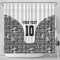 Custom Fiji Pacific Rugby 2024 Shower Curtain Tapa Tribal and Fijian Masi Pattern