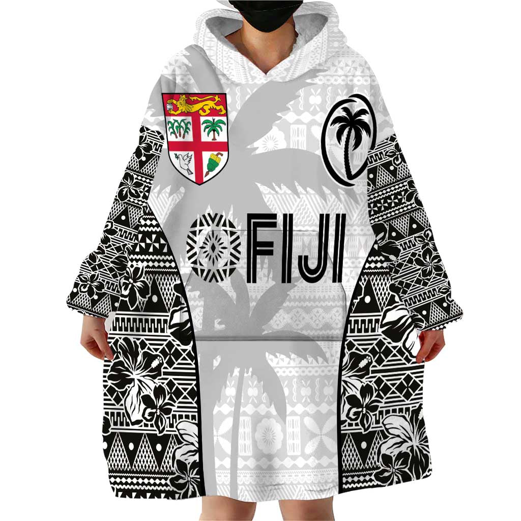 Custom Fiji Pacific Rugby 2024 Wearable Blanket Hoodie Tapa Tribal and Fijian Masi Pattern
