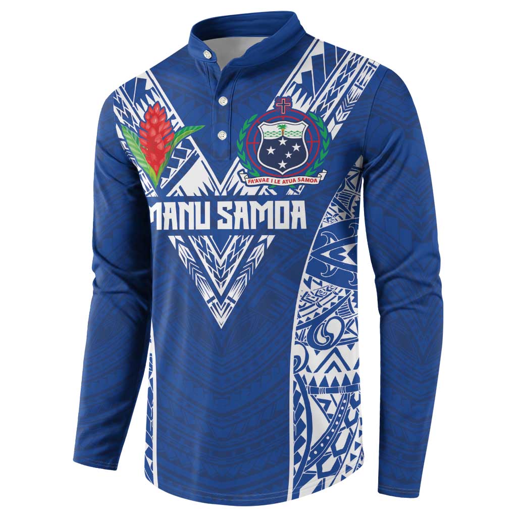 Custom Samoa Pacific Rugby 2024 Button Sweatshirt Polynesian Pacific Tribal Pattern