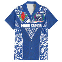 Custom Samoa Pacific Rugby 2024 Family Matching Tank Maxi Dress and Hawaiian Shirt Polynesian Pacific Tribal Pattern LT03 Dad's Shirt - Short Sleeve Blue - Polynesian Pride