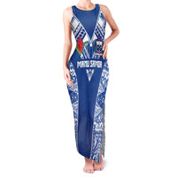 Custom Samoa Pacific Rugby 2024 Family Matching Tank Maxi Dress and Hawaiian Shirt Polynesian Pacific Tribal Pattern LT03 Mom's Dress Blue - Polynesian Pride