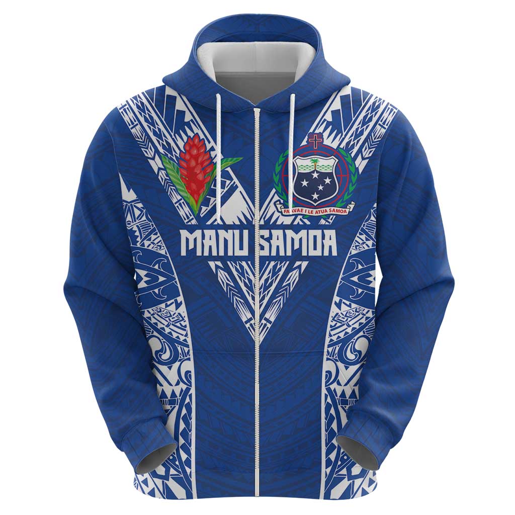 Custom Samoa Pacific Rugby 2024 Zip Hoodie Polynesian Pacific Tribal Pattern