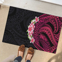 Hawaiian Tropical Plumeria Art Polynesian Tattoo Rubber Doormat Black and Bright Pink Color LT03 - Polynesian Pride