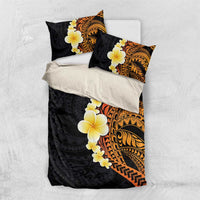 Hawaiian Tropical Plumeria Art Polynesian Tattoo Bedding Set Black and Autumn Color Theme