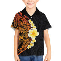 Hawaiian Tropical Plumeria Art Polynesian Tattoo Hawaiian Shirt Black and Autumn Color Theme