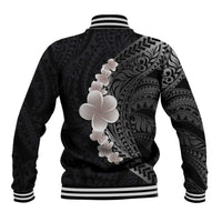 Hawaiian Tropical Plumeria Art Polynesian Tattoo Baseball Jacket Grayscale Color LT03 - Polynesian Pride