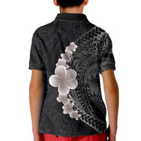 Hawaiian Tropical Plumeria Art Polynesian Tattoo Kid Polo Shirt Grayscale Color LT03 - Polynesian Pride