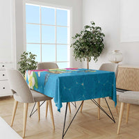 Hawaiian Tropical Flower and Honu Under Blue Water Tablecloth