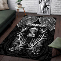 New Zealand Rugby Area Rug Aotearoa Champion Cup History with Silver Fern LT03 Black - Polynesian Pride