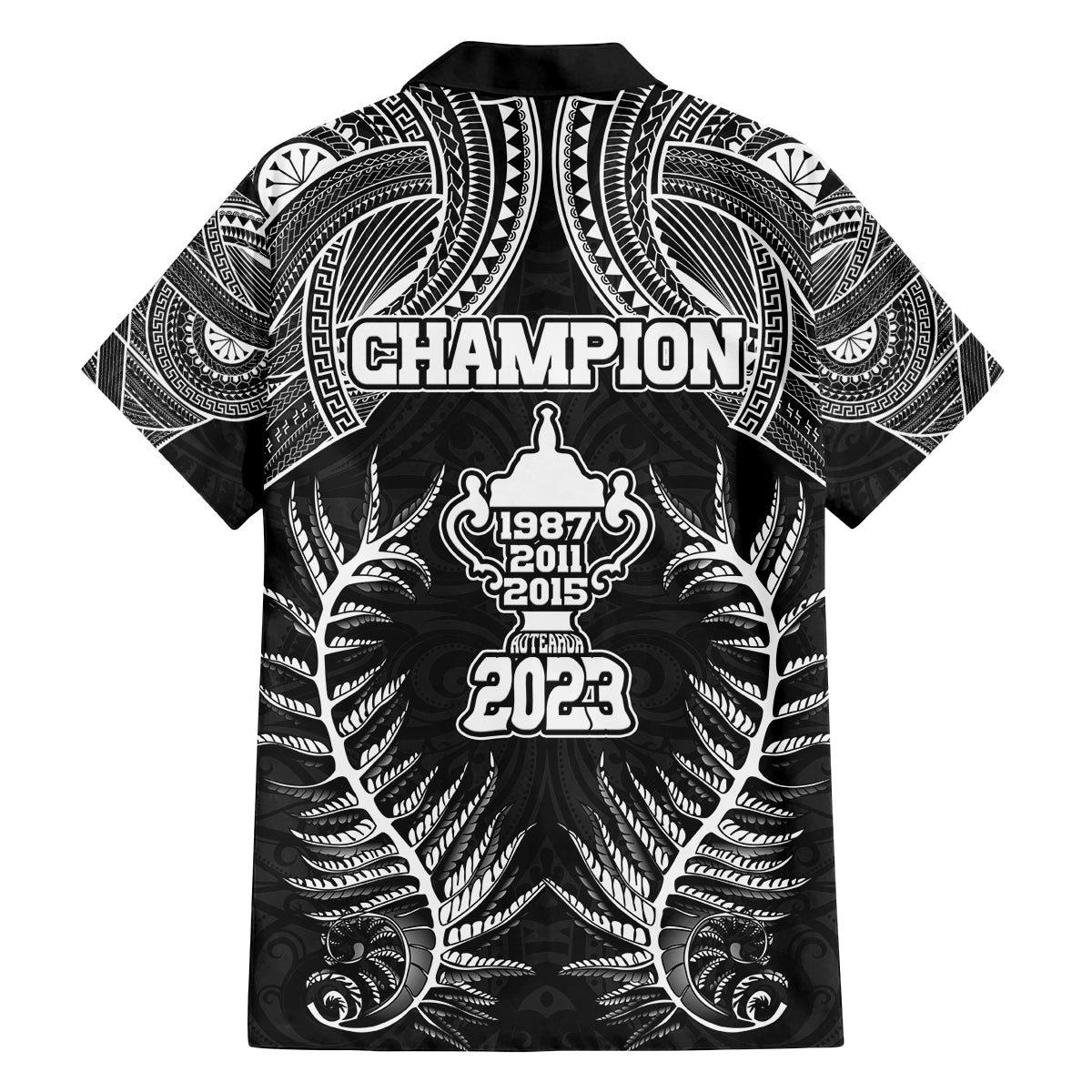 New Zealand Rugby Family Matching Long Sleeve Bodycon Dress and Hawaiian Shirt Aotearoa Champion Cup History with Silver Fern LT03 - Polynesian Pride