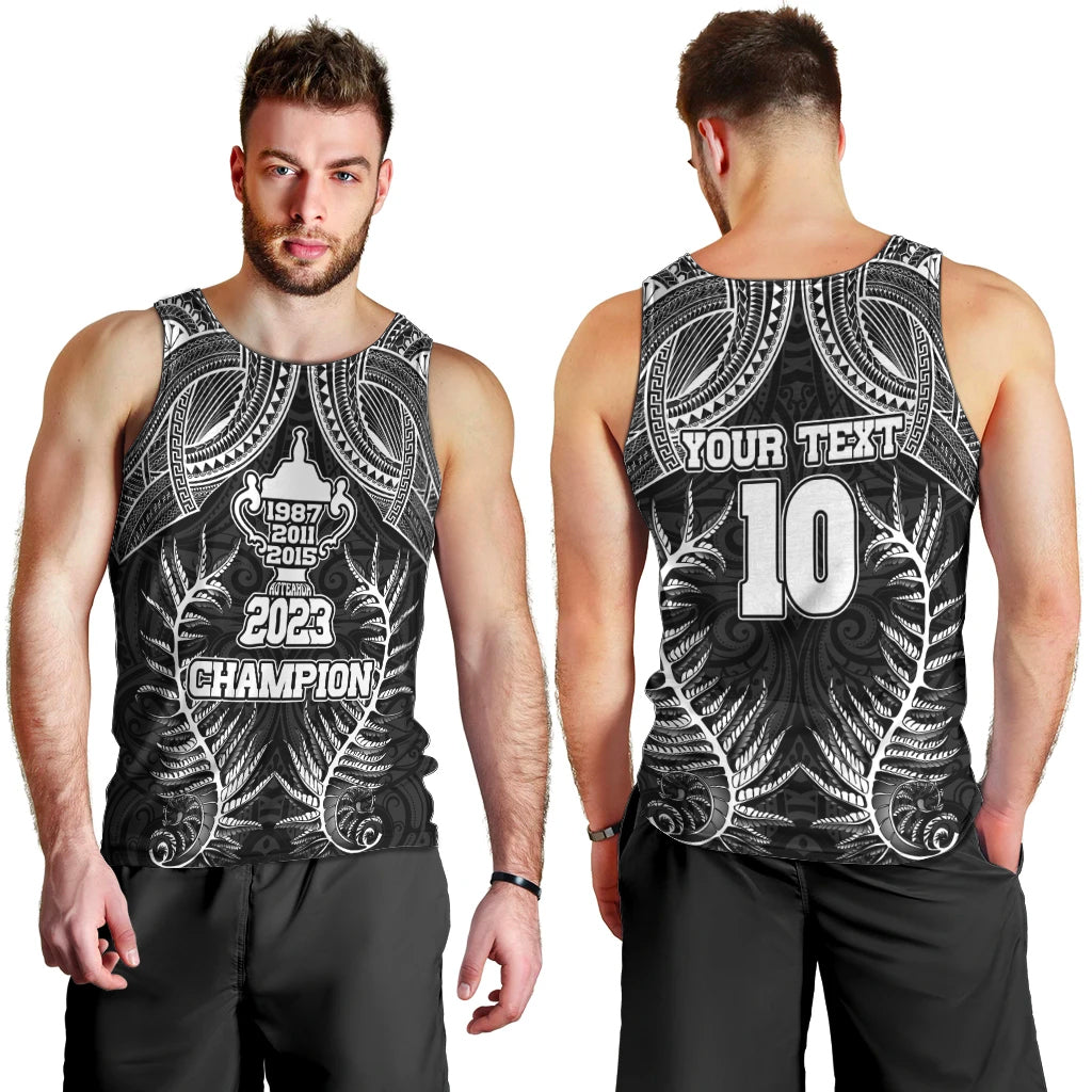 Custom New Zealand Rugby Men Tank Top Aotearoa Champion Cup History with Silver Fern LT03 - Polynesian Pride