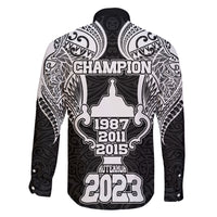 New Zealand Rugby Family Matching Long Sleeve Bodycon Dress and Hawaiian Shirt Aotearoa Champion Cup History with Haka Dance LT03 - Polynesian Pride