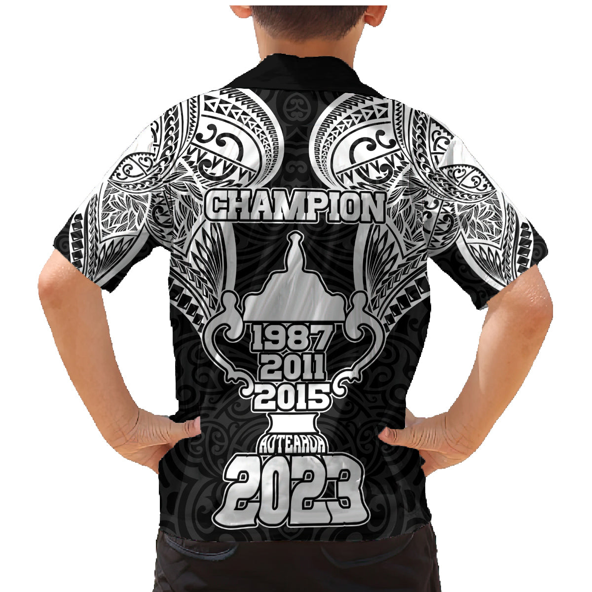 New Zealand Rugby Family Matching Mermaid Dress and Hawaiian Shirt Aotearoa Champion Cup History with Haka Dance LT03 - Polynesian Pride