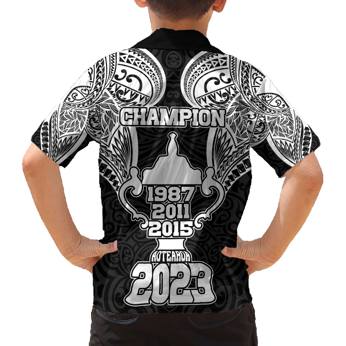 New Zealand Rugby Family Matching Tank Maxi Dress and Hawaiian Shirt Aotearoa Champion Cup History with Haka Dance LT03 - Polynesian Pride