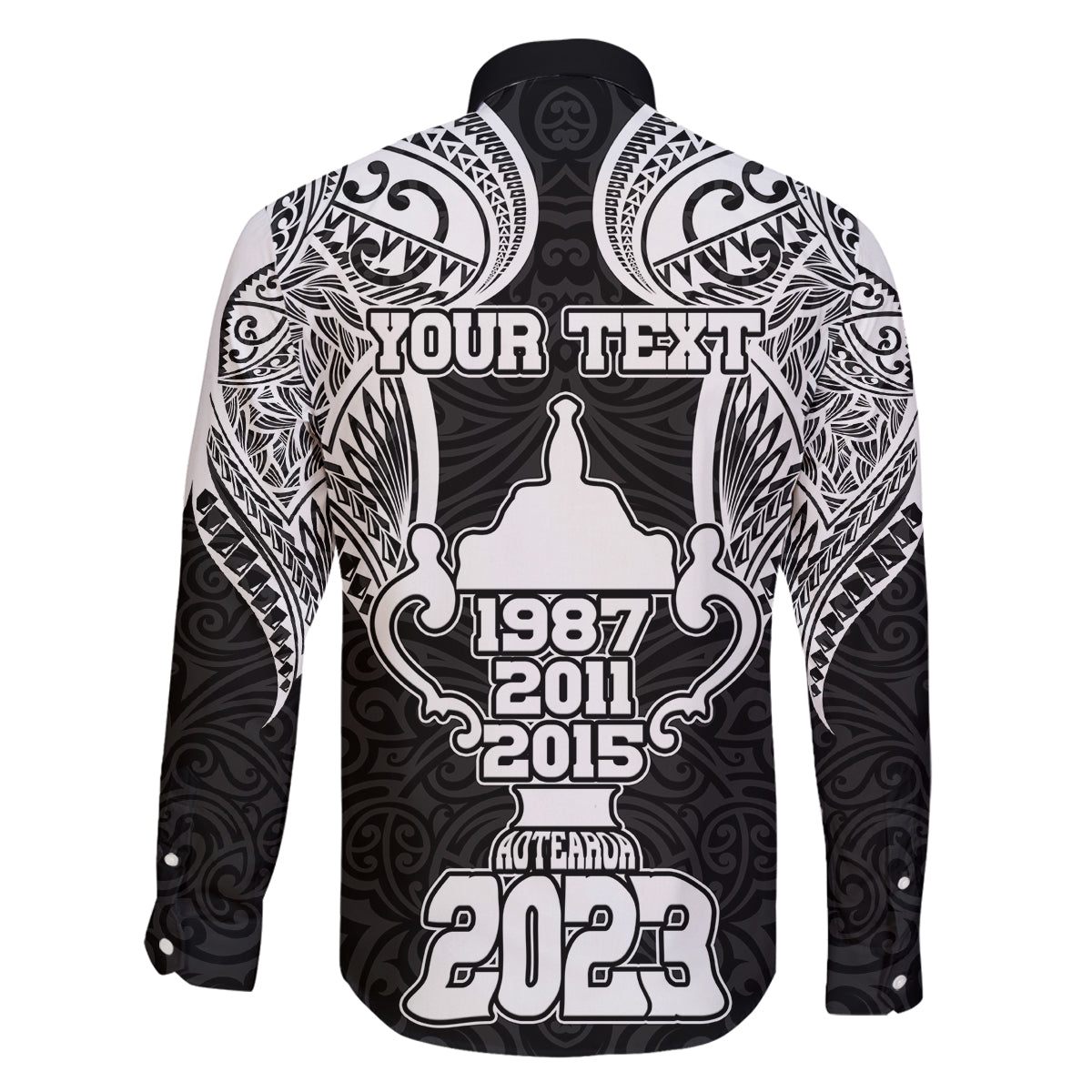 Personalised New Zealand Rugby Family Matching Long Sleeve Bodycon Dress and Hawaiian Shirt Aotearoa Champion Cup History with Haka Dance LT03 - Polynesian Pride