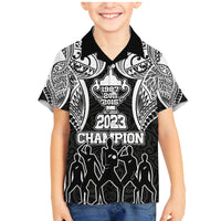 Personalised New Zealand Rugby Family Matching Mermaid Dress and Hawaiian Shirt Aotearoa Champion Cup History with Haka Dance LT03 Son's Shirt Black - Polynesian Pride