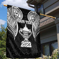 Personalised New Zealand Rugby Garden Flag Aotearoa Champion Cup History with Haka Dance LT03 - Polynesian Pride