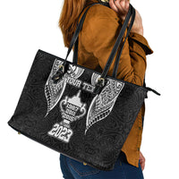Personalised New Zealand Rugby Leather Tote Bag Aotearoa Champion Cup History with Haka Dance LT03 - Polynesian Pride