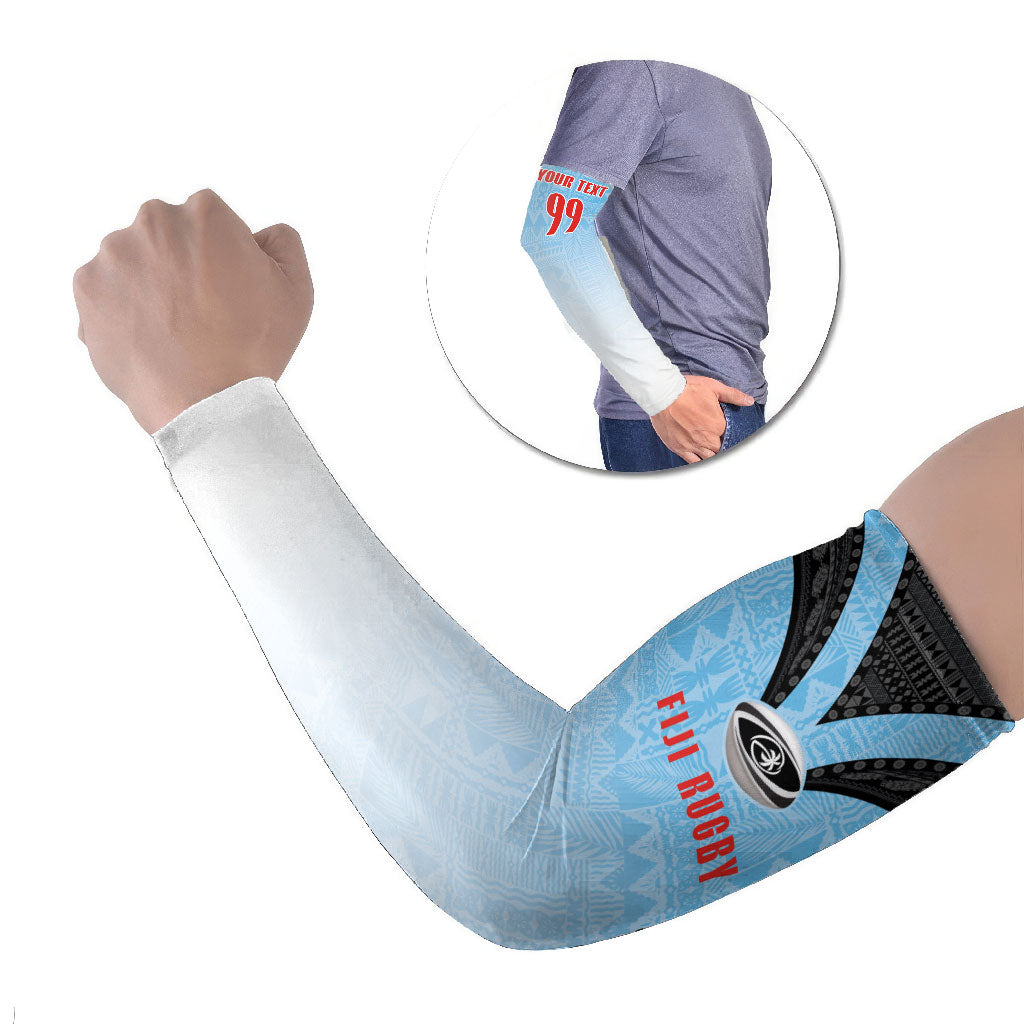 Custom Fijian Rugby Arm Sleeves Tapa Pattern Retro Sporty Style