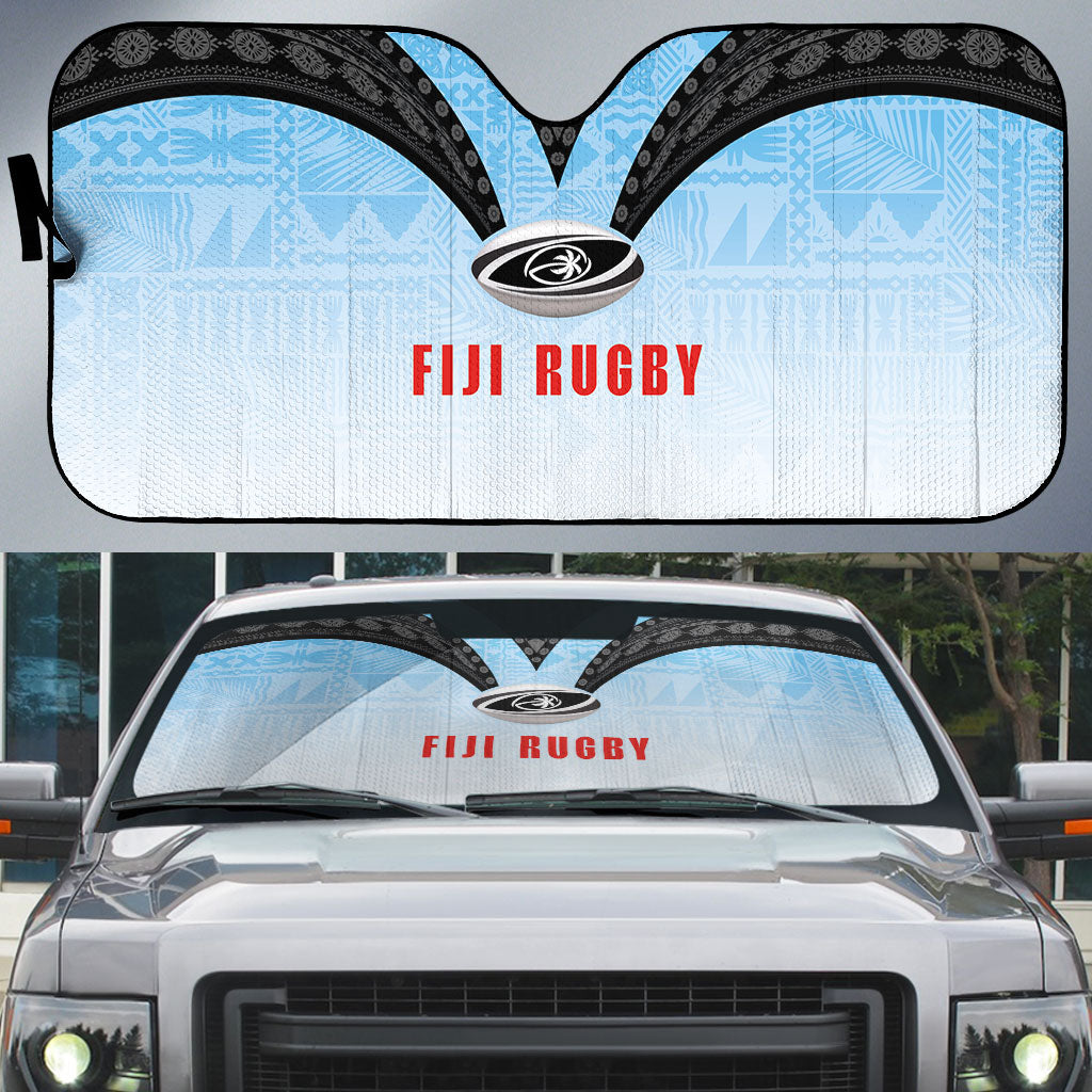 Fijian Rugby Auto Sun Shade Tapa Pattern Retro Sporty Style